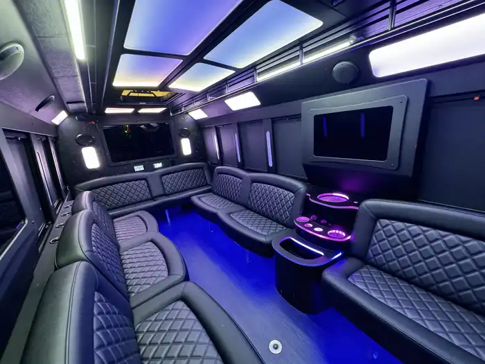 28 passenger party bus rental inside