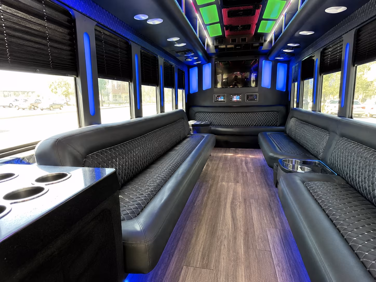raleigh 15 passenger party bus inside