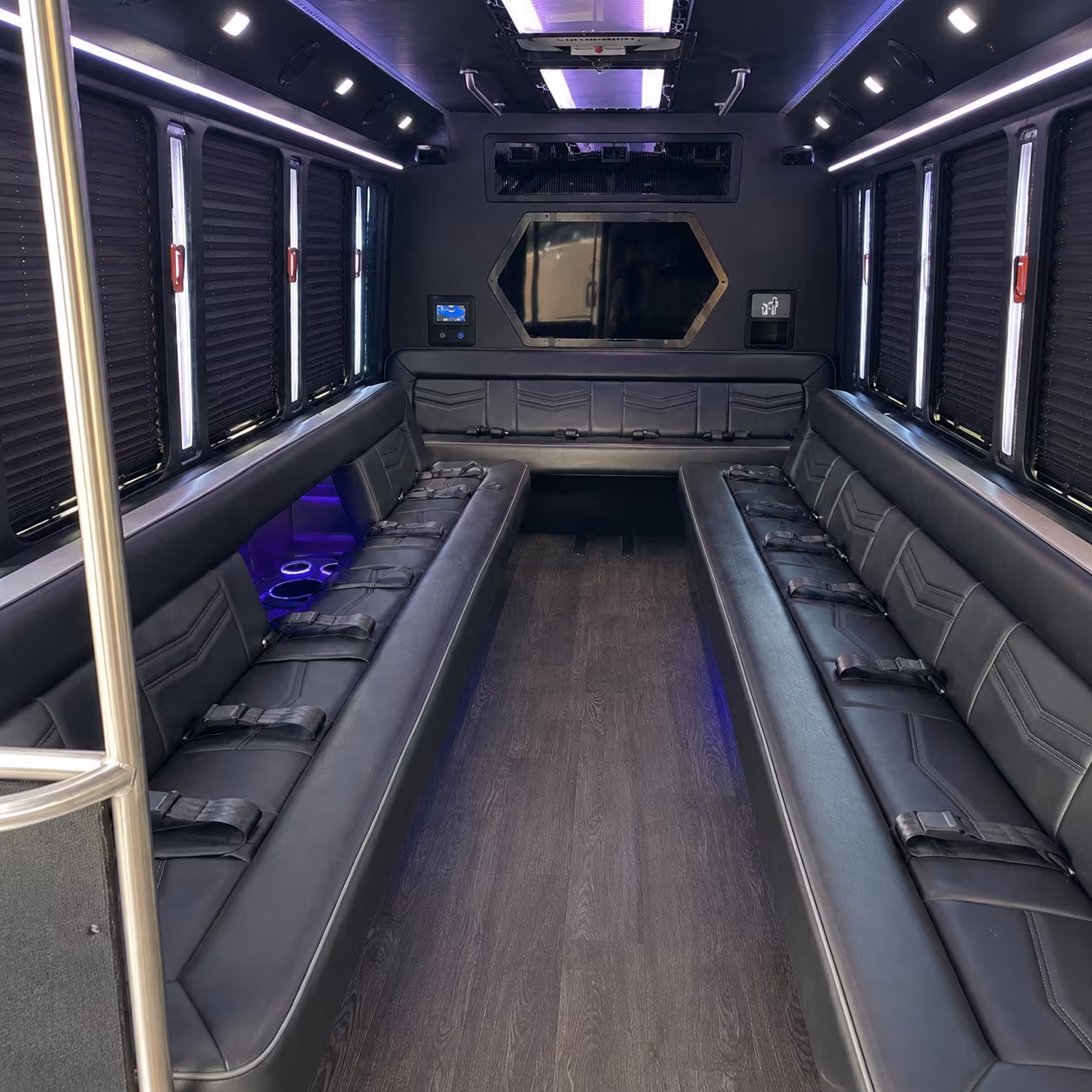 raleigh 18 passenger party bus interior