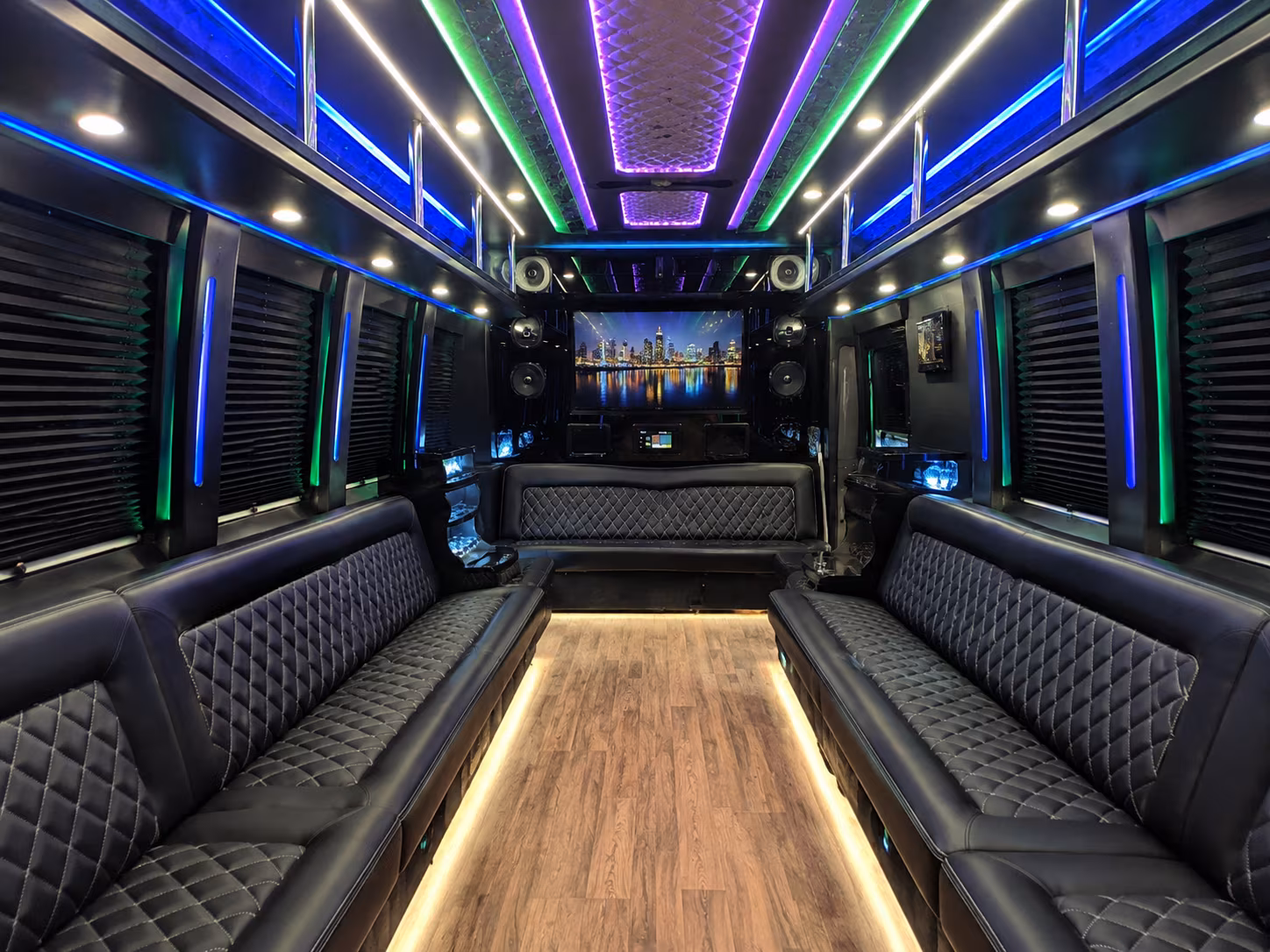 raleigh 25 passenger party bus interior
