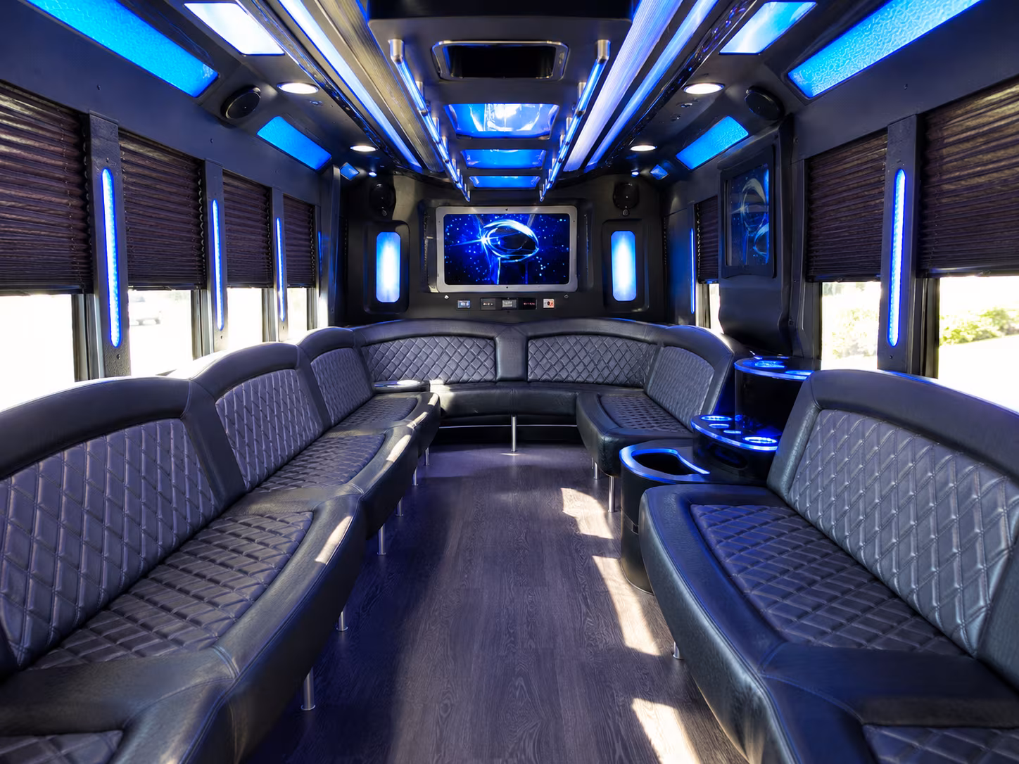 raleigh 28 passenger party bus inside