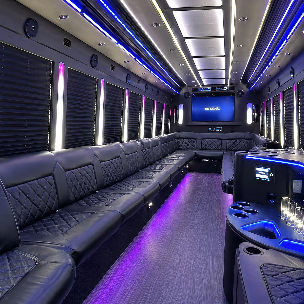 raleigh 30 passenger party bus inside