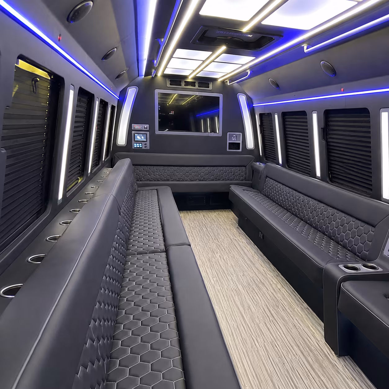 raleigh 40 passenger party bus inside
