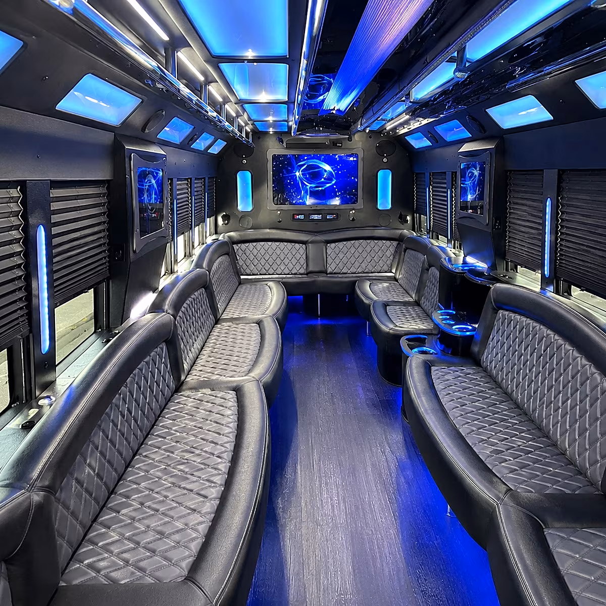 raleigh 50 passenger party bus interior