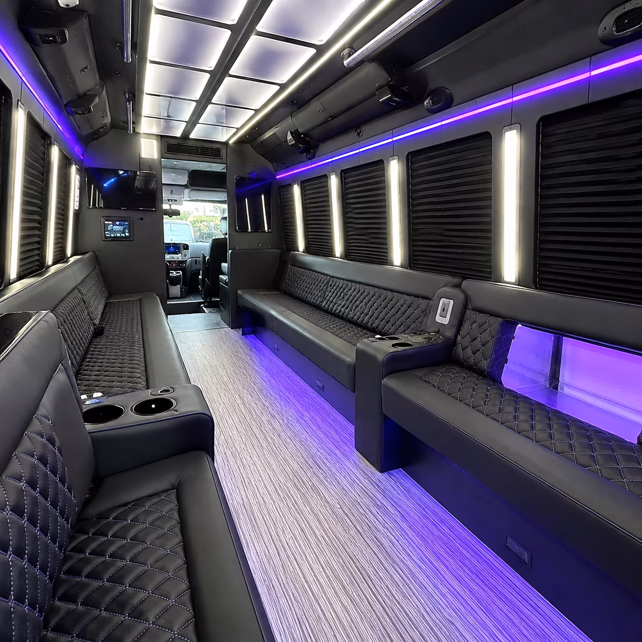 raleigh party bus rental interior